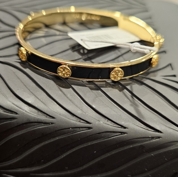 NWT Tory Burch Miller Black and Gold Hinge Bracelet - Picture 6 of 8